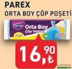 PAREX ORTA BOY ÇÖP POŞETİ 15'Lİ fiyat ve kampanya bilgisi